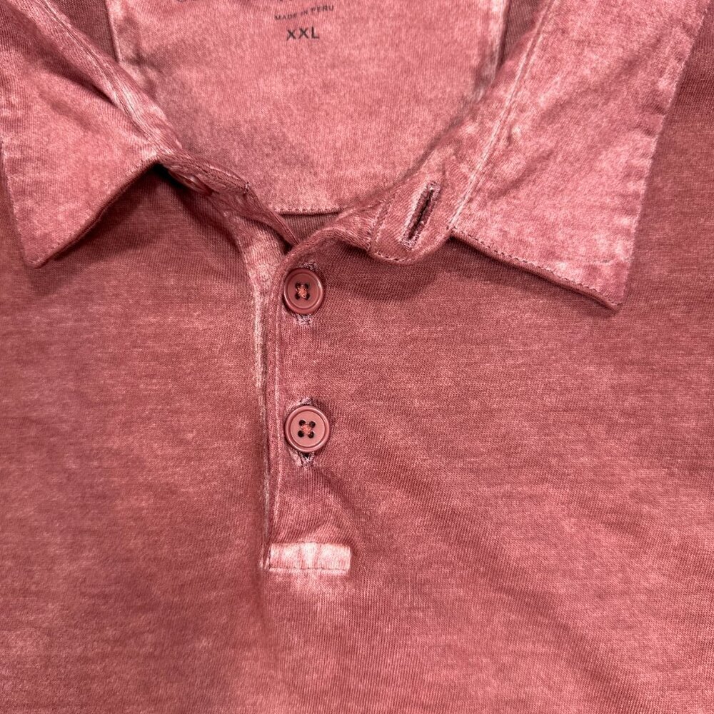 John Varvatos Polo Shirt Men XXL Pink Acid Wash Pocket - Picture 6 of 10